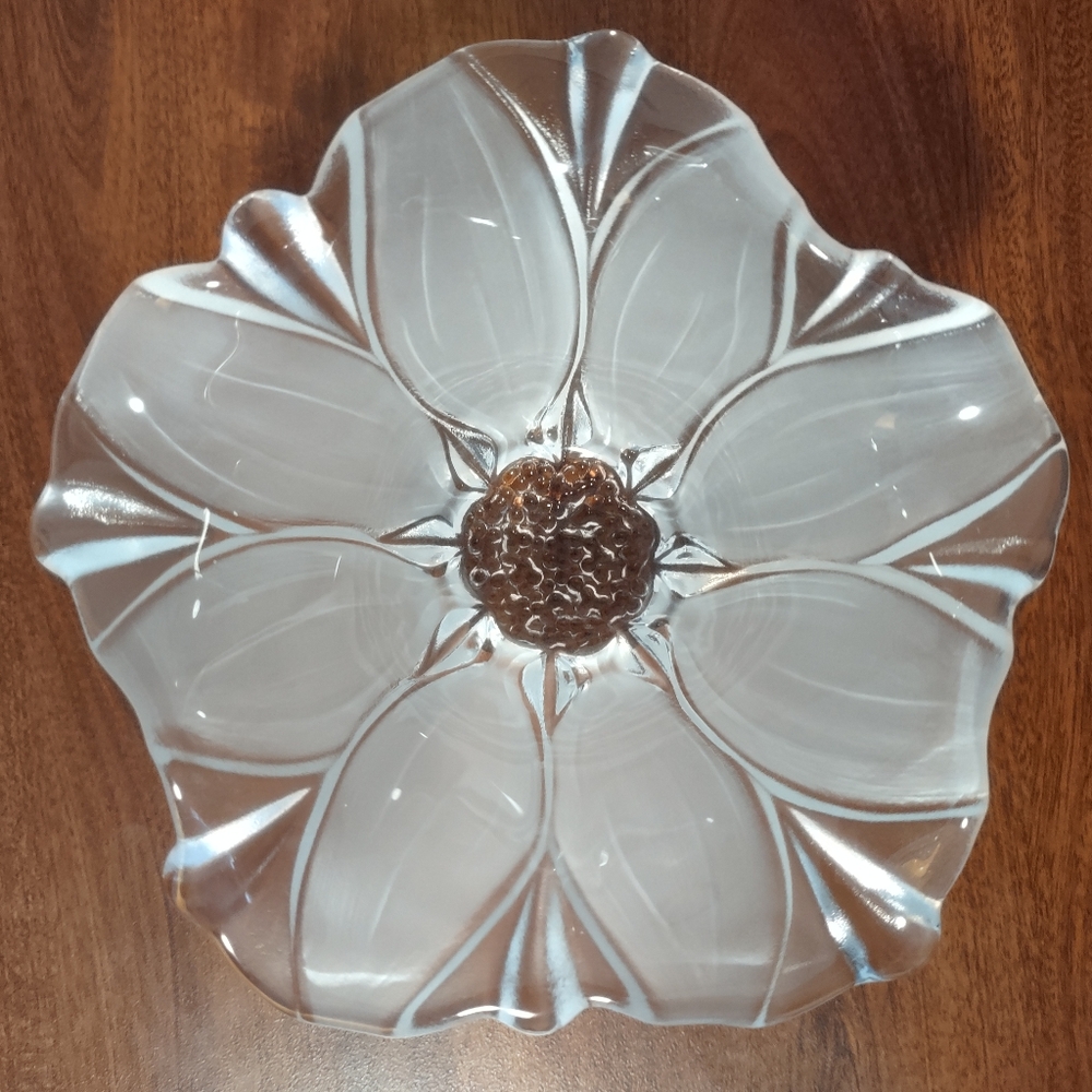 Walther Glass Frosted Flower Bowl  Waltherglas Germany